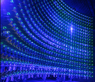 A close-up of a wall of lights
Description automatically generated