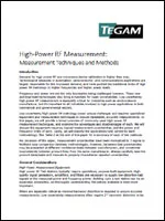 High-Power RF Measurement: Measurement Techniques and Methods